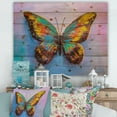 thumbnail image 1 of Designart 'Beautiful Butterfly In Orange and Turquoise' Modern Print on Natural Pine Wood, 1 of 5