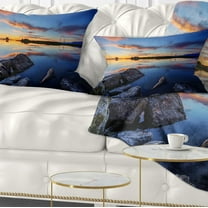 Designart Beautiful Calm Water and Sunset - Landscape Printed Throw Pillow - 12x20