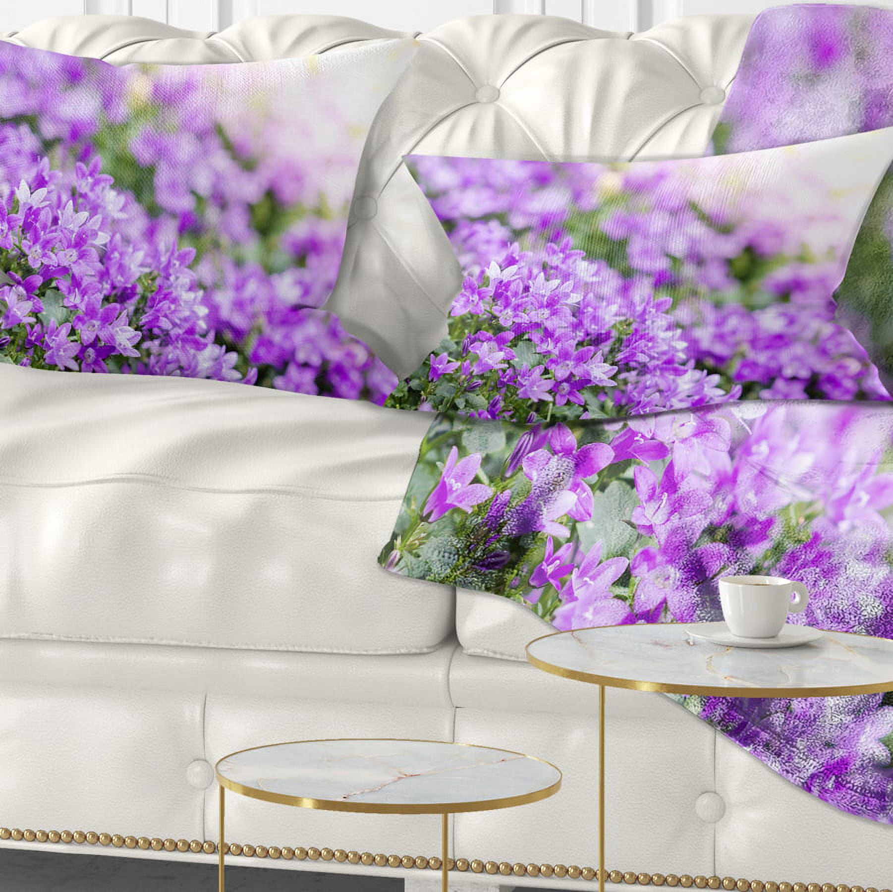 Designart Beautiful Campanula Flower Bouquet - Floral Throw Pillow - 12x20