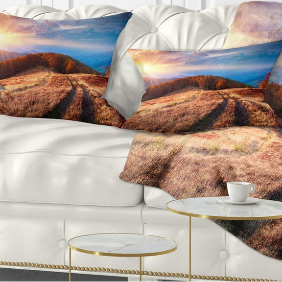Designart Beautiful Carpathian Mountains - Landscape Printed Throw Pillow - 12x20