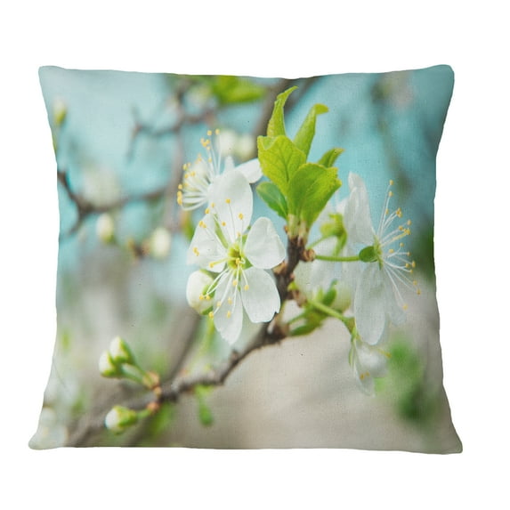Designart Beautiful Cherry Blossom n Spring - Floral Throw Pillow - 16x16