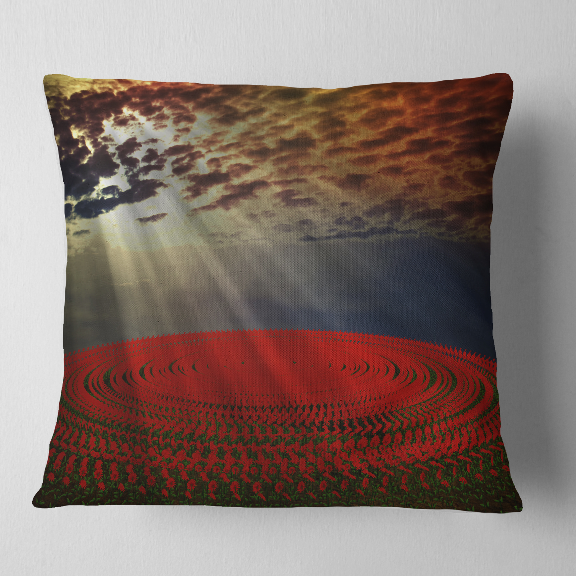 Designart Beautiful Circled Flower Fields - Floral Throw Pillow - 18x18