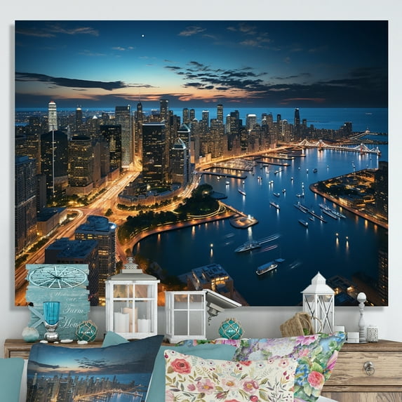Designart "Beautiful Cityscape of Chicago I" Chicago Canvas Art Print
