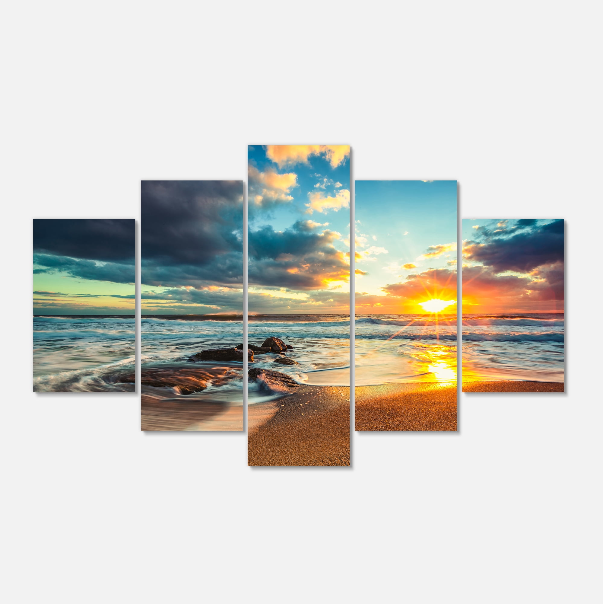 Designart Beautiful Cloudscape over the Sea, Modern Beach Canvas Art ...