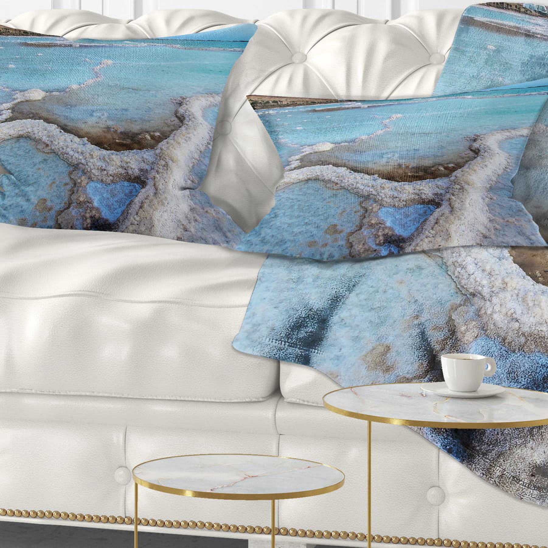 Designart Beautiful Coast of the Dead Sea - Beach Throw Pillow - 12x20