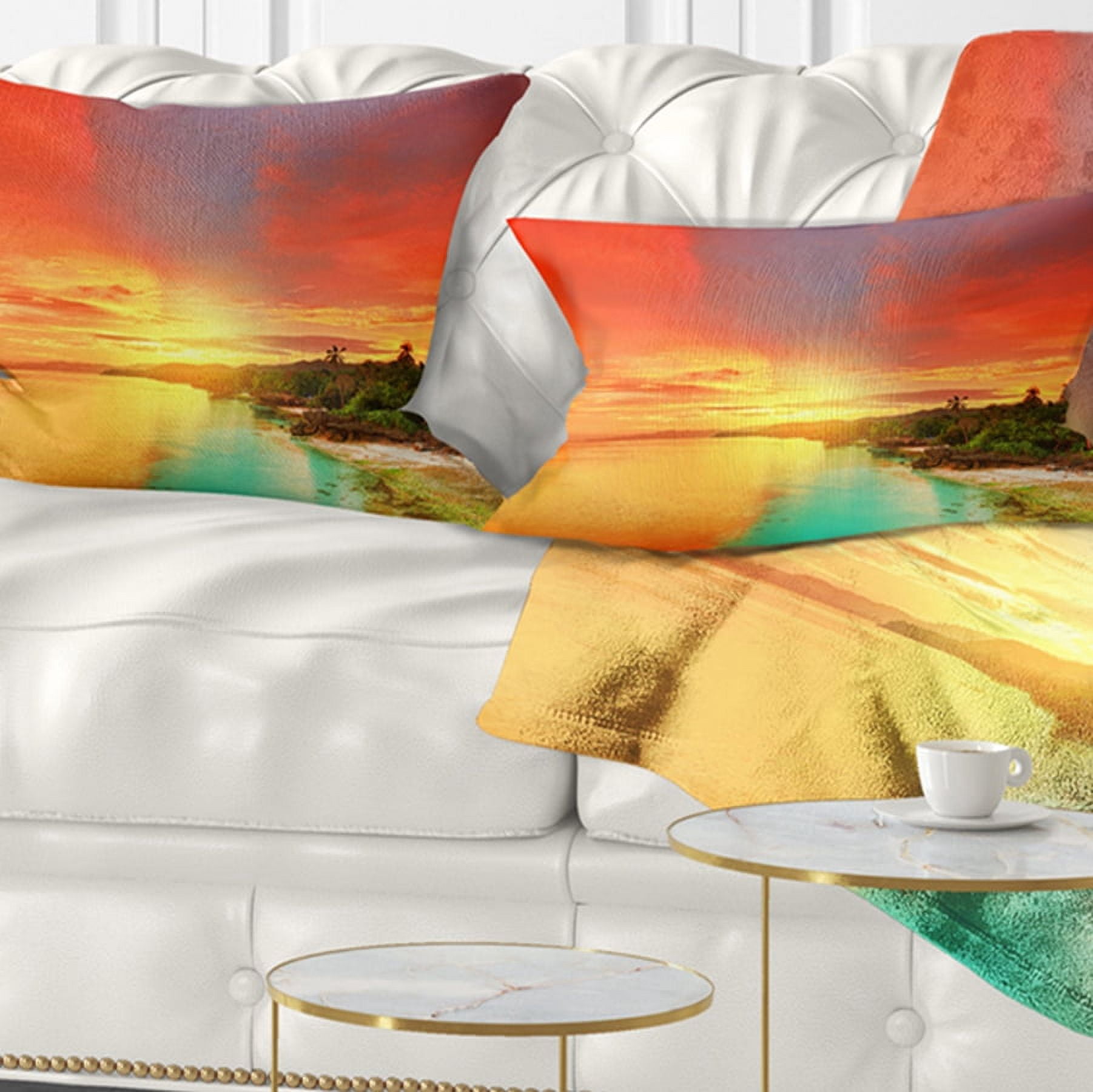 Designart Beautiful Coastline in Philippines - Seascape Throw Pillow - 12x20