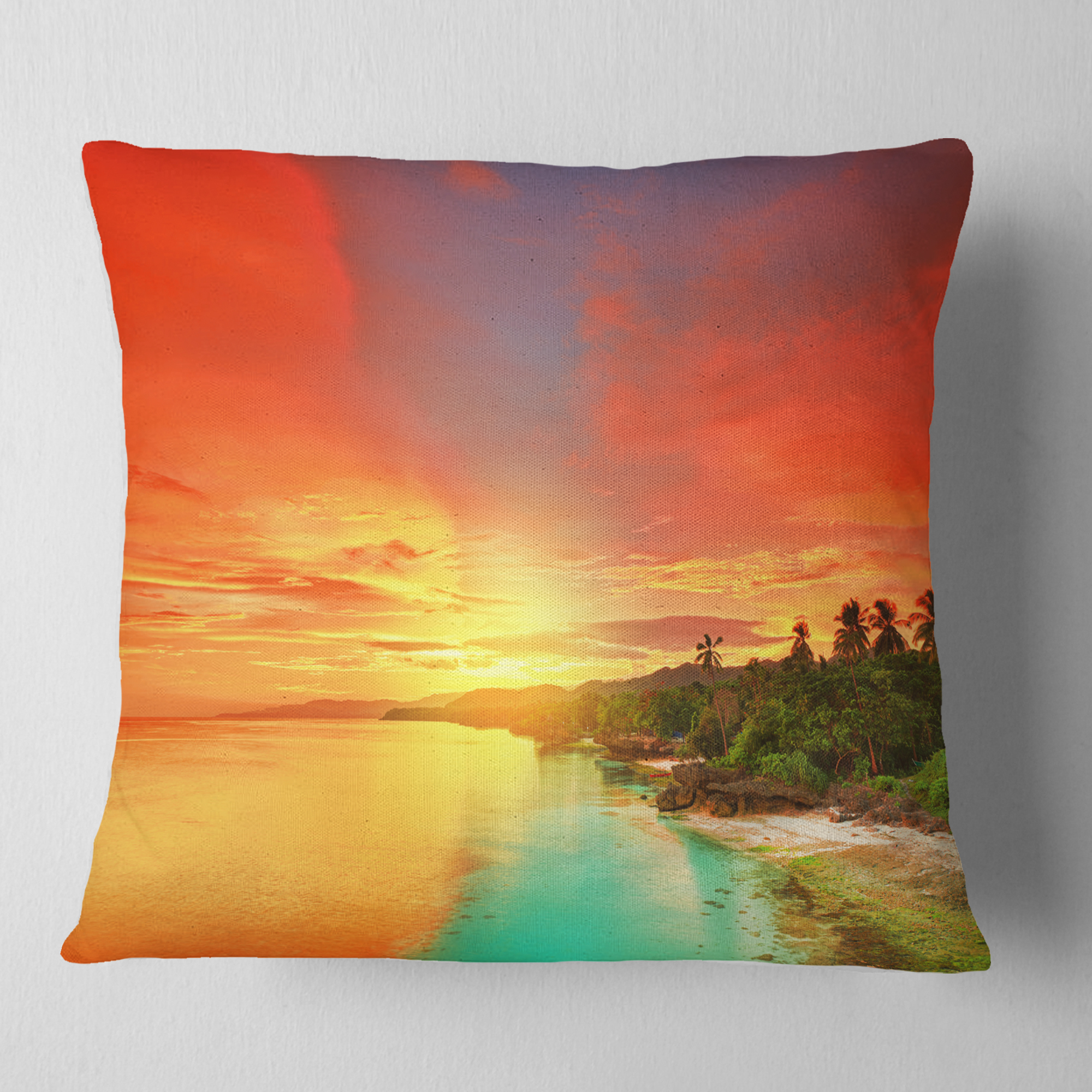Designart Beautiful Coastline in Philippines - Seascape Throw Pillow - 18x18