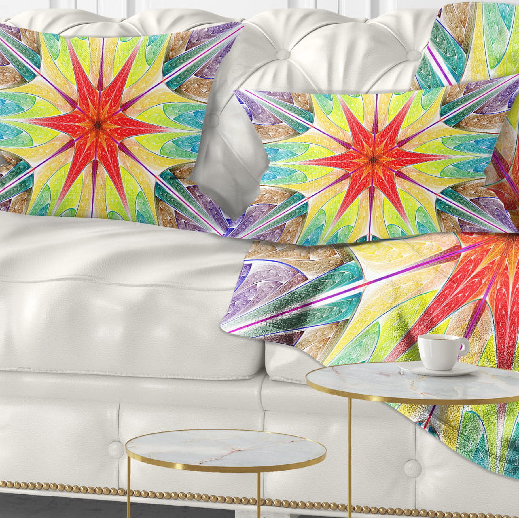 Designart Beautiful Colorful Stained Glass - Abstract Throw Pillow - 12x20