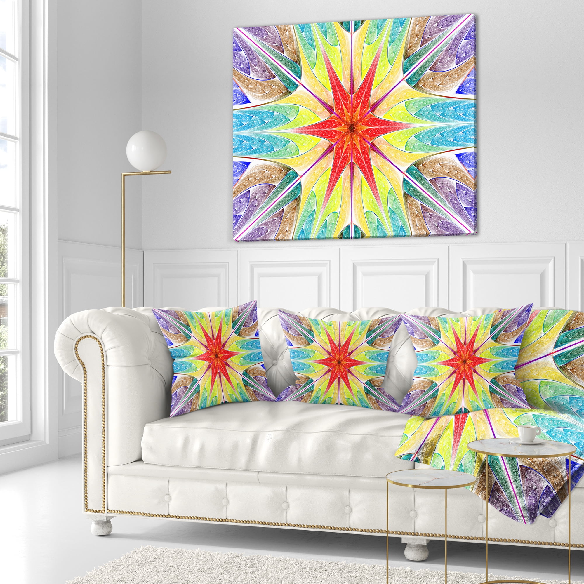 Designart Beautiful Colorful Stained Glass - Abstract Throw Pillow - 16x16
