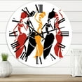 thumbnail image 1 of Designart 'Beautiful Dancers Afro American Silhouettes' Modern Wall Clock, 1 of 5