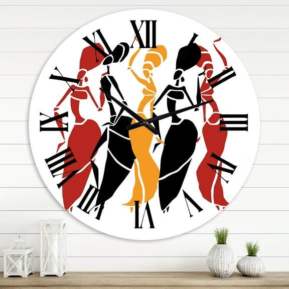 Designart 'Beautiful Dancers Afro American Silhouettes' Modern Wall Clock