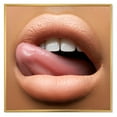 thumbnail image 1 of Designart 'Beautiful Dark Skinned Female Tongue Touching Lips' Modern Framed Canvas Wall Art Print, 1 of 5