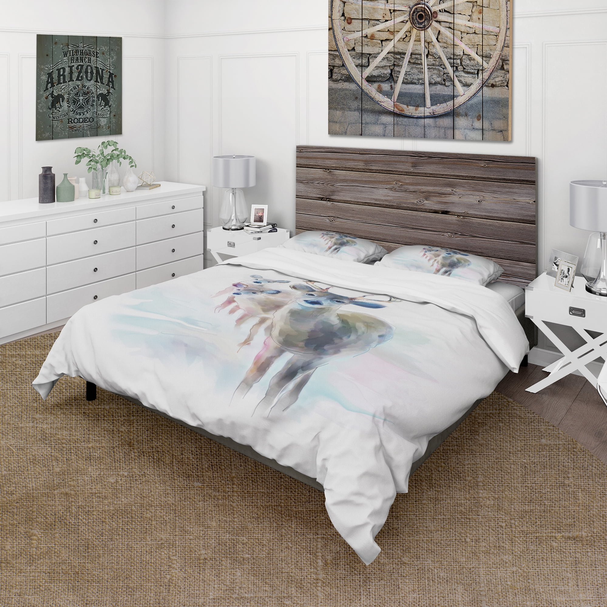 Designart 'Beautiful Deer With Big Horns' Animal Duvet Cover Set