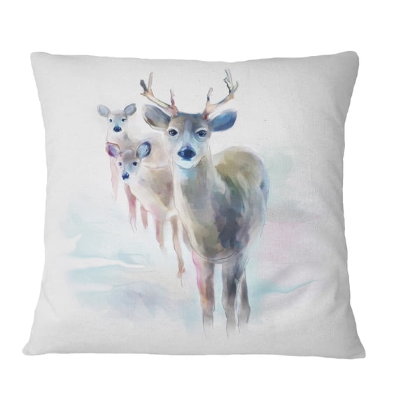 Designart Beautiful Deer With Big Horns - Animal Throw Pillow - 16x16