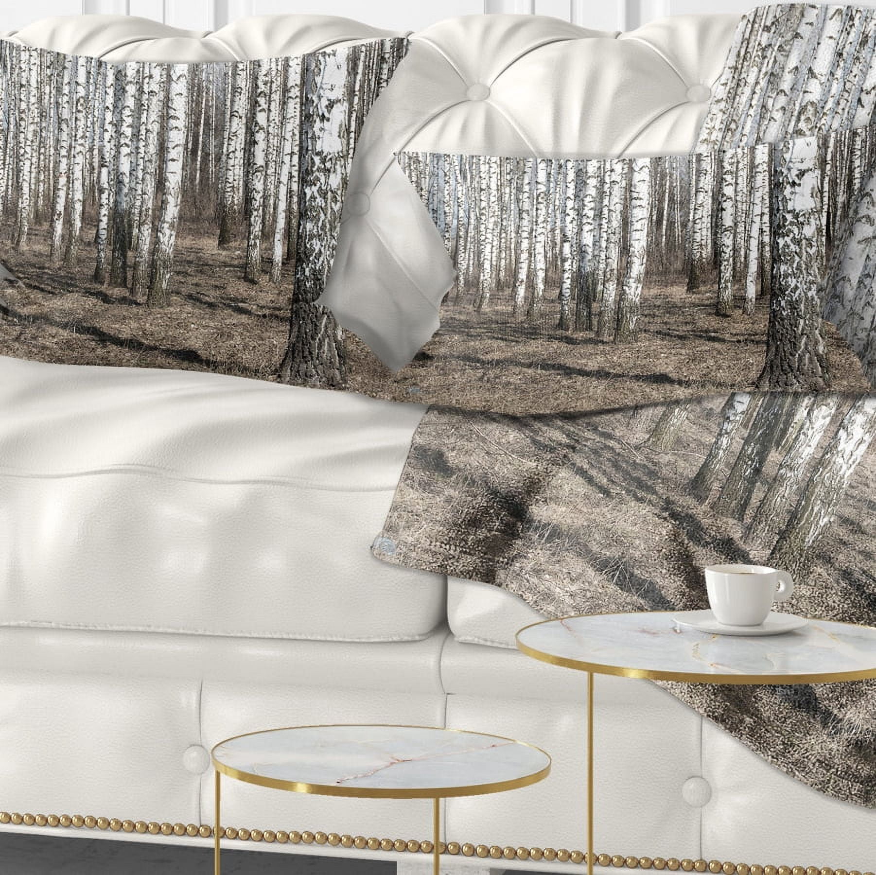 Designart Beautiful Dense Birch Forest View - Modern Forest Throw Pillow - 12x20