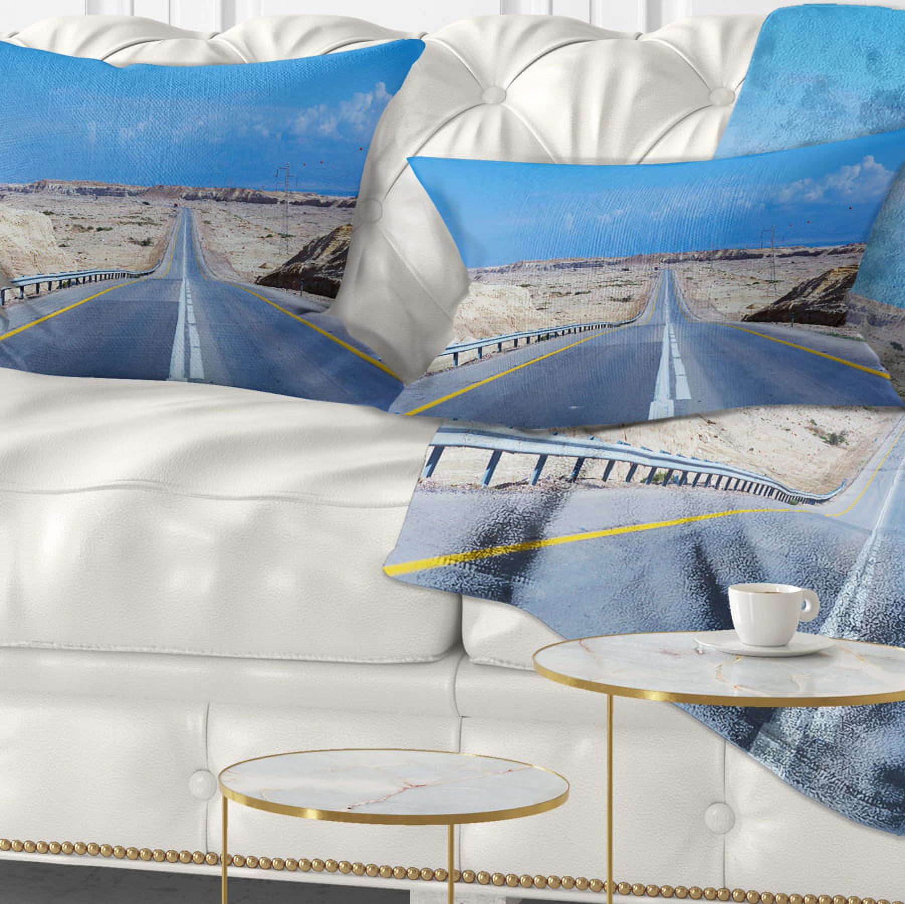 Designart Beautiful Desert Road Israel - Landscape Printed Throw Pillow - 12x20