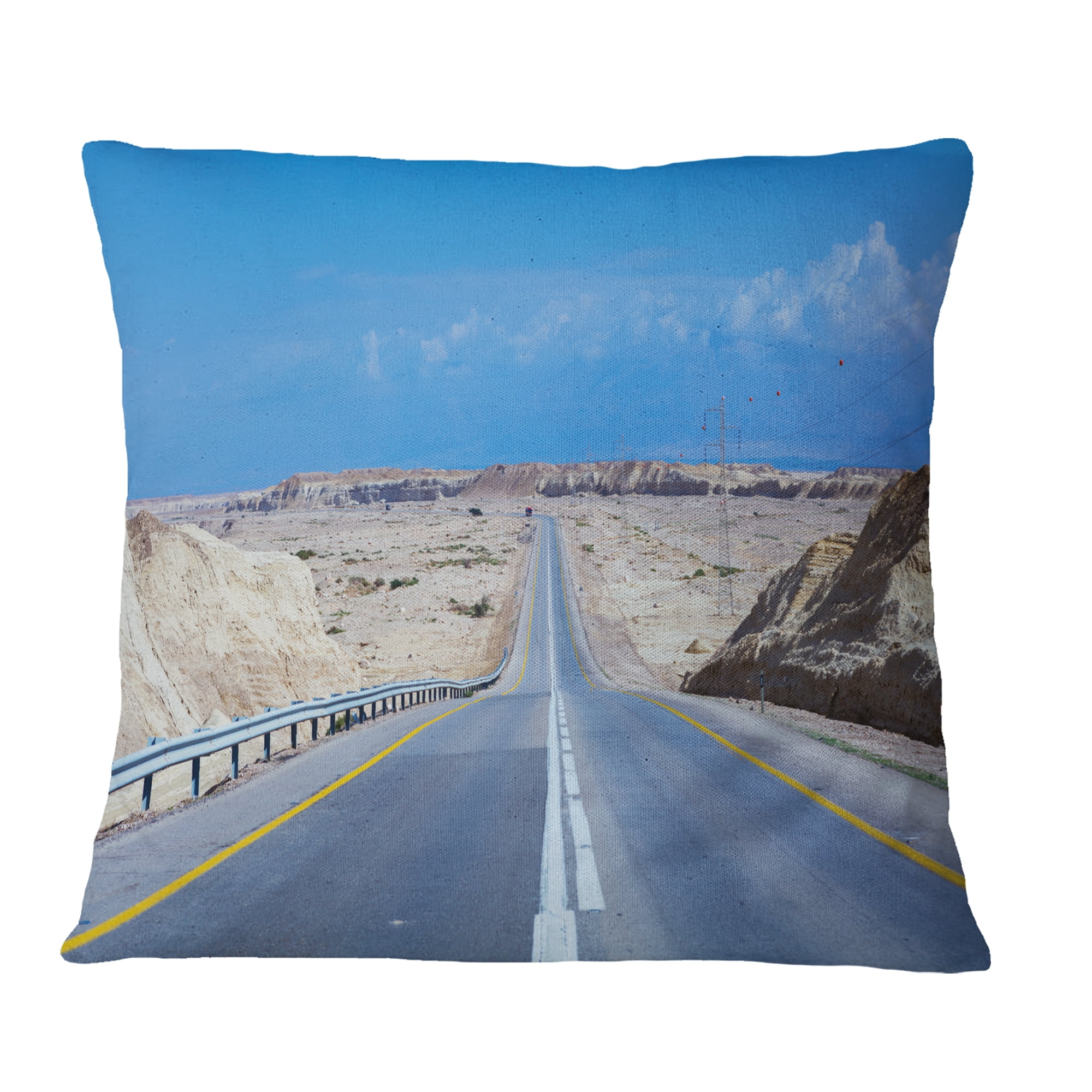 Designart Beautiful Desert Road Israel - Landscape Printed Throw Pillow - 18x18