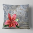 thumbnail image 1 of Designart Beautiful Fallen Red Lily Flower - Floral Throw Pillow - 16x16, 1 of 4