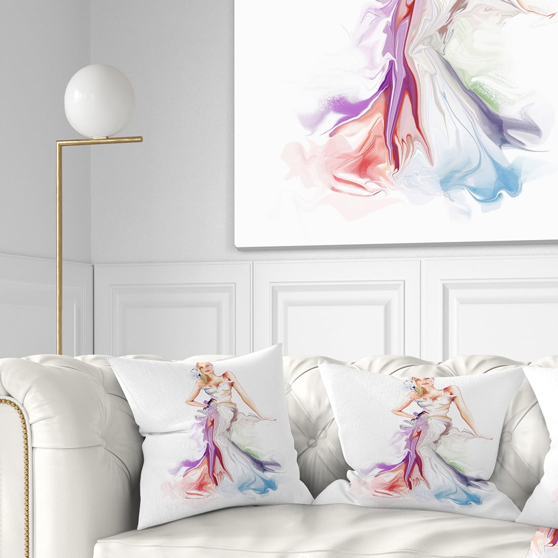 Designart Beautiful Fashion Girl - Contemporary Throw Pillow - 16x16
