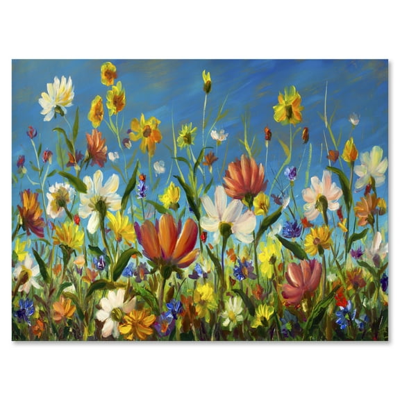 Designart ' Beautiful Field Flowers In Nature ' Traditional Canvas Wall Art Print