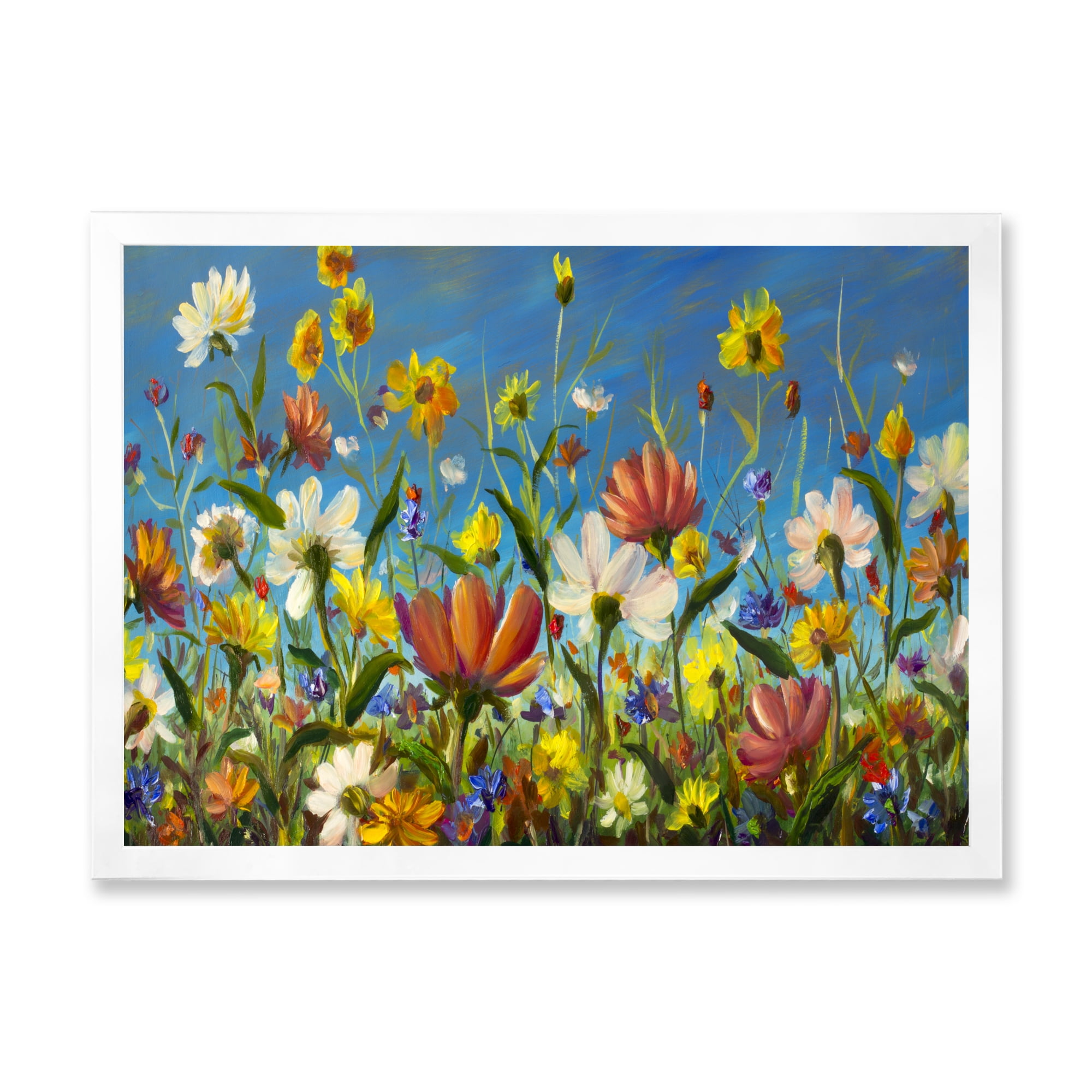 Designart 'Beautiful Field Flowers In Nature' Traditional Framed Art Print