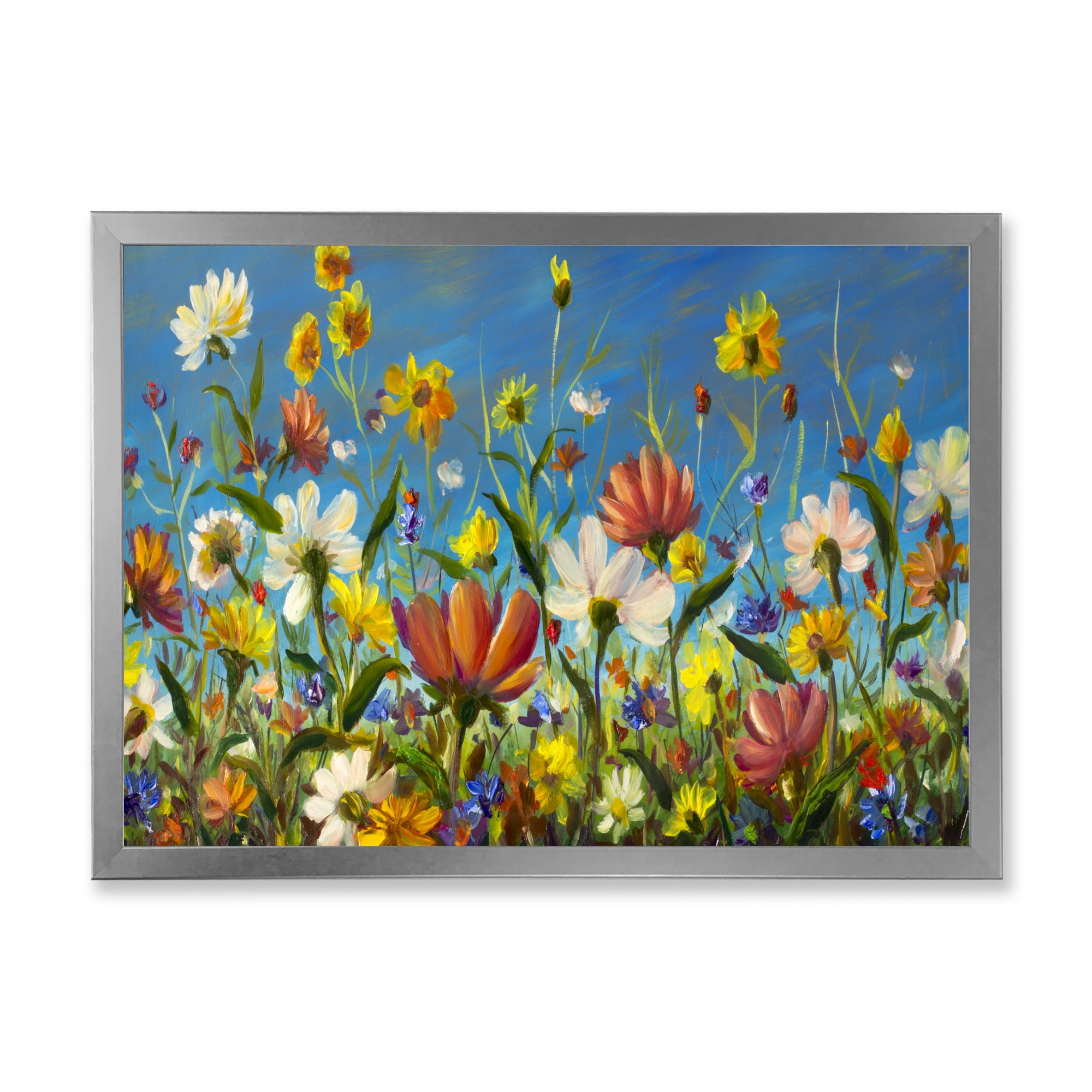 Designart 'Beautiful Field Flowers In Nature' Traditional Framed Art Print