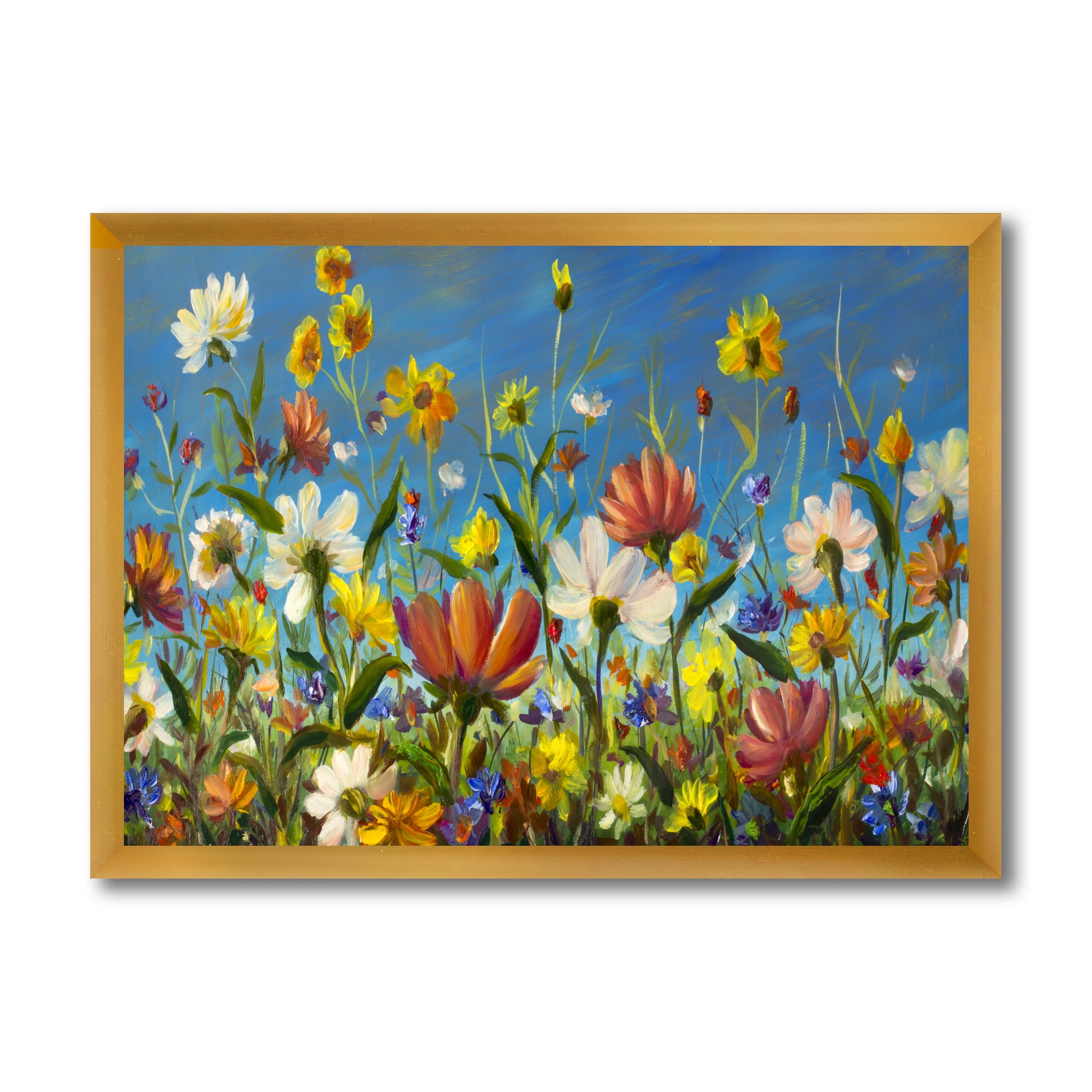 Designart 'Beautiful Field Flowers In Nature' Traditional Framed Art Print