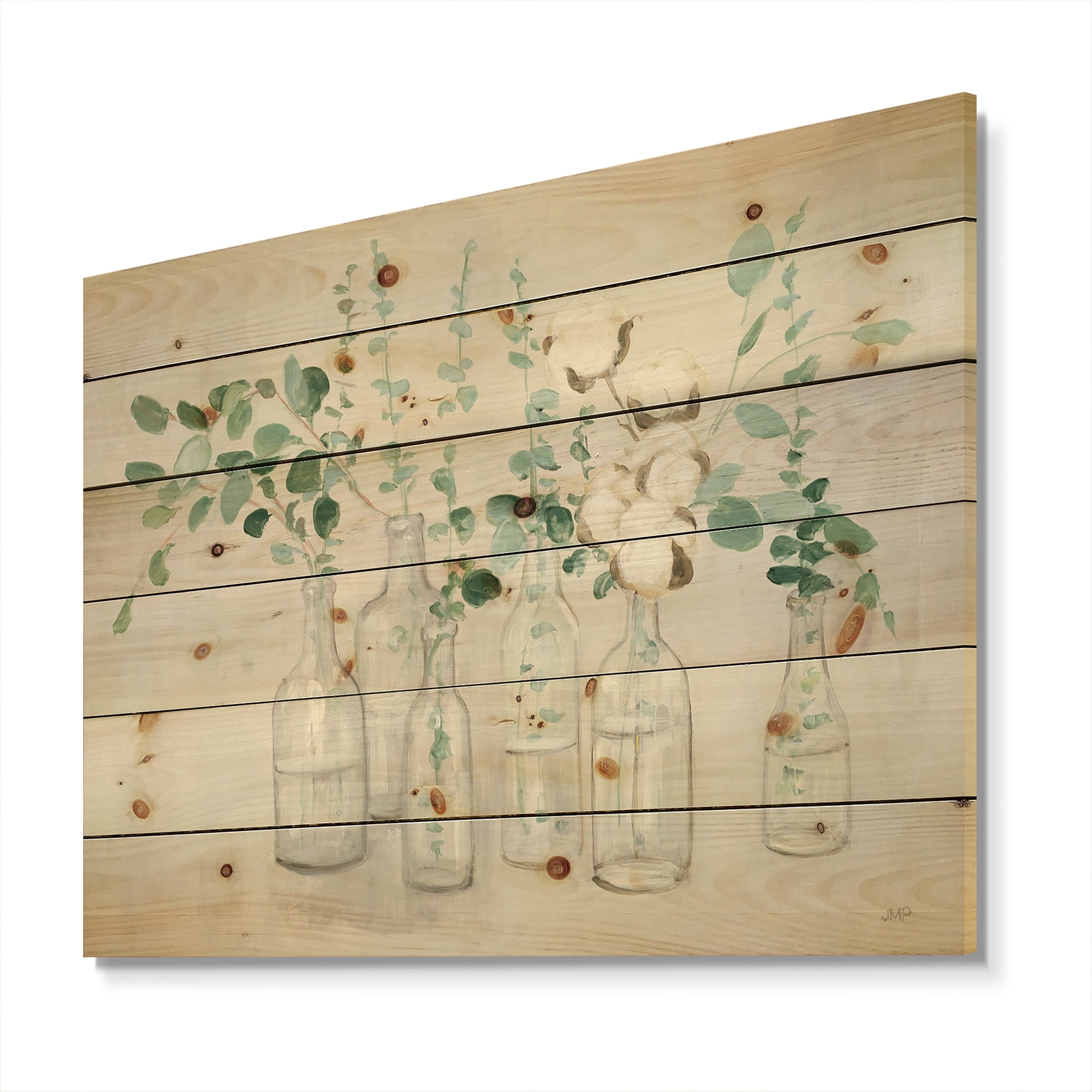 Designart 'Beautiful Flower Composition' Cottage Print on Natural Pine Wood