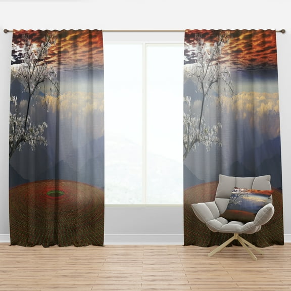 Designart 'Beautiful Flower Field At Sunset' Landscape Curtain Panel