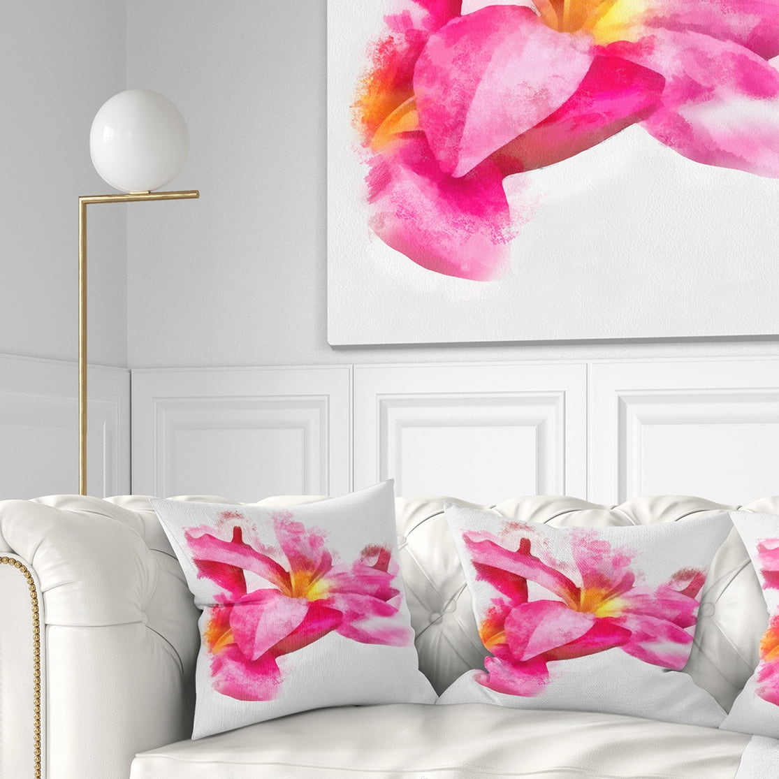 Designart Beautiful Flowers with Big Pink Petals - Floral Throw Pillow - 18x18