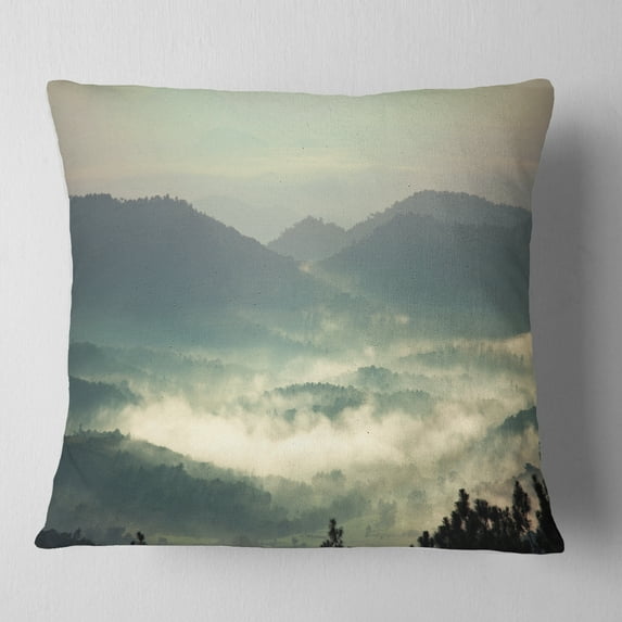 Designart Beautiful Foggy Hills in Sri Lanka - Beach Photo Throw Pillow - 16x16