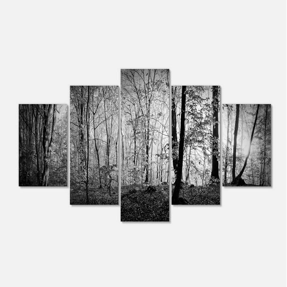 Designart 'Beautiful Forest Morning Panorama ' Landscape Canvas Art Print