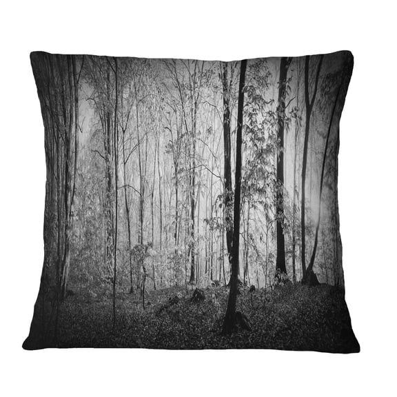 Designart Beautiful Forest Morning Panorama - Landscape Printed Throw Pillow - 18x18