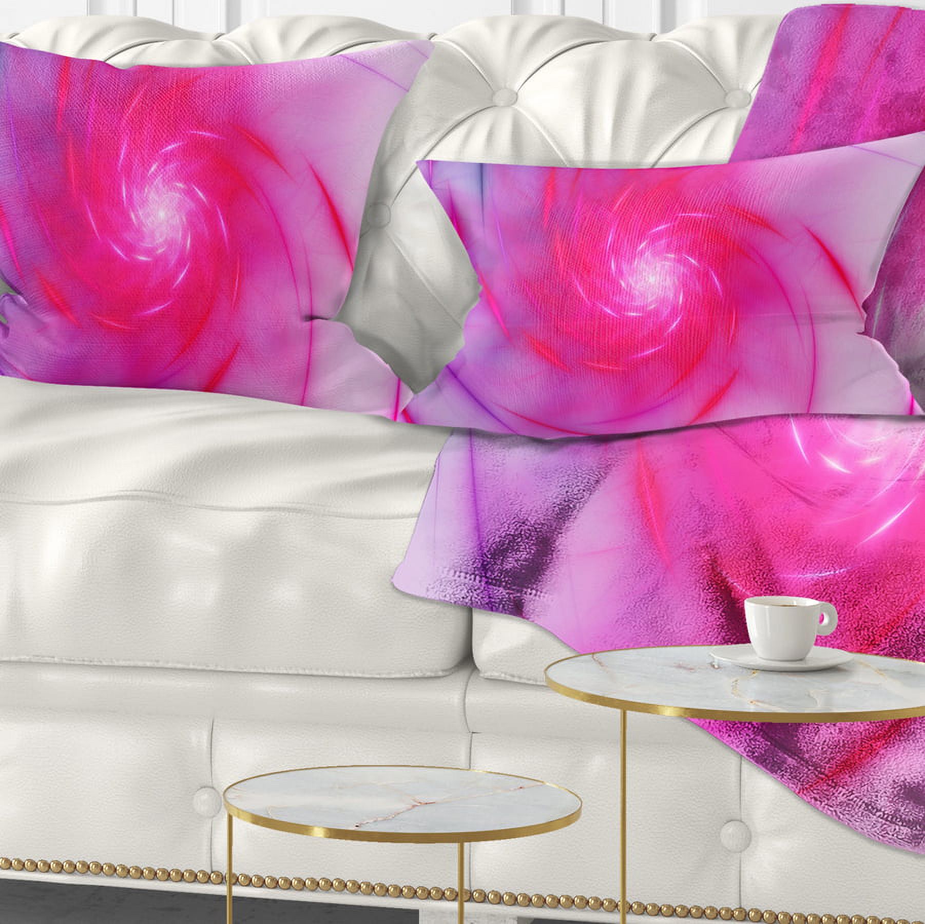 Designart Beautiful Fractal Pink Whirlpool - Floral Throw Pillow - 12x20