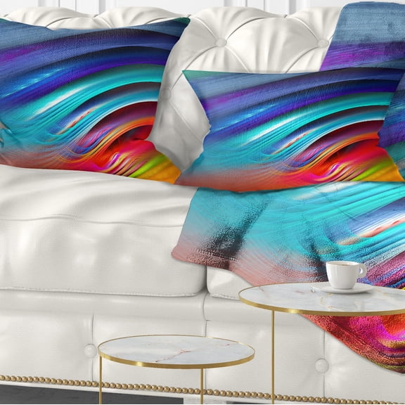 Designart Beautiful Fractal Rainbow Waves - Floral Throw Pillow - 12x20