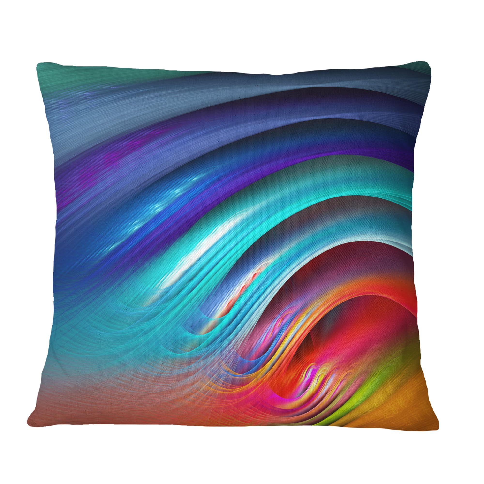 Designart Beautiful Fractal Rainbow Waves - Floral Throw Pillow - 18x18