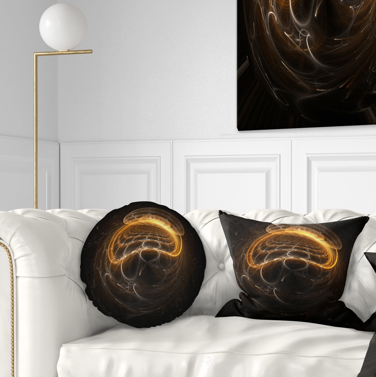Designart Beautiful Fractal Sphere Pattern - Flower Throw Pillow - 12x20
