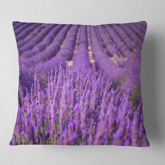 Designart Beautiful Fragrant Lavender Fields - Floral Throw Pillow - 18x18