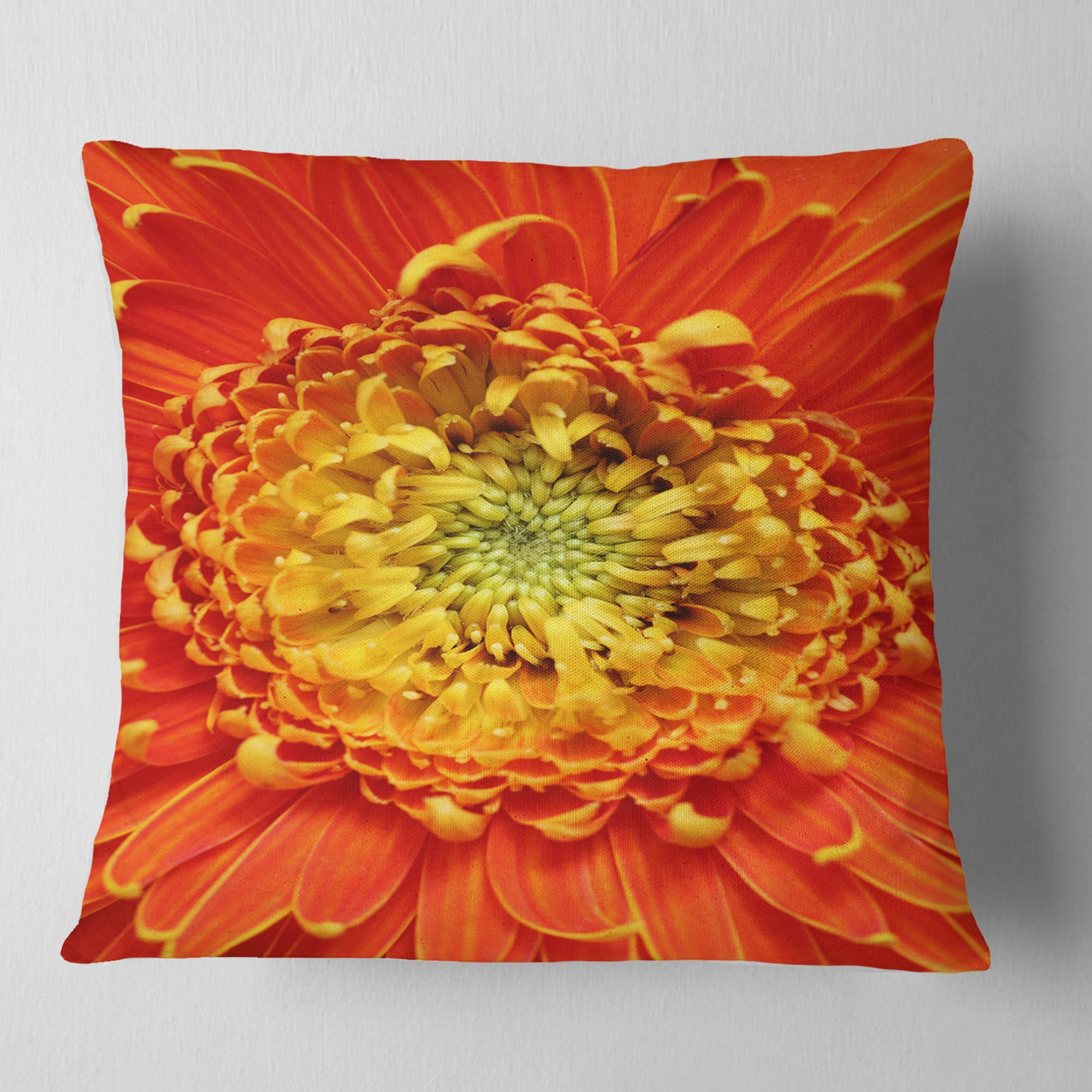 Designart Beautiful Gerbera Flower In Brig - Floral Throw Pillow - 16x16