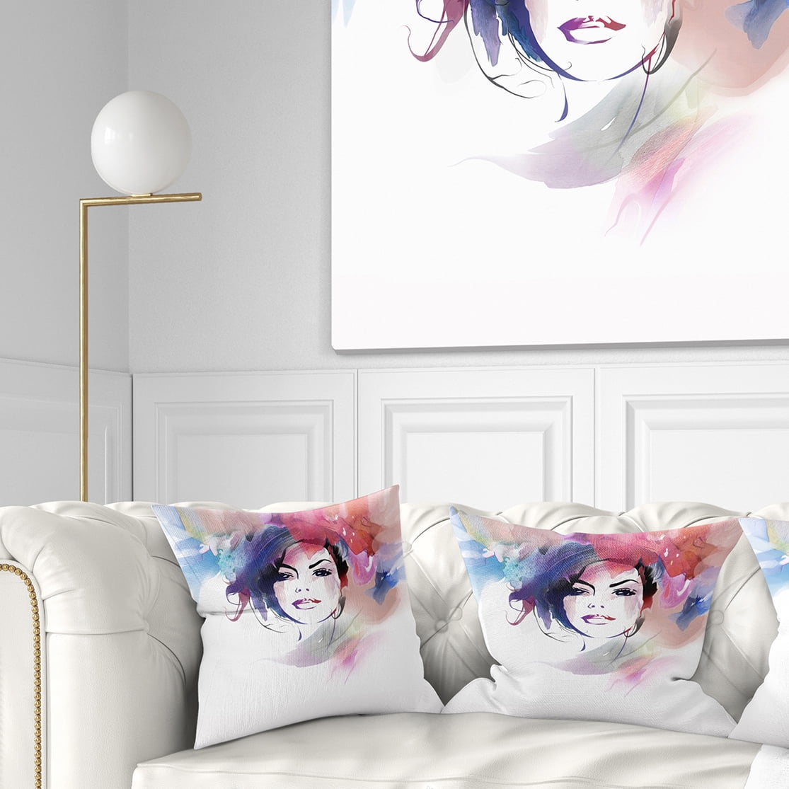 Designart Beautiful Girl Portrait - Portrait Throw Pillow - 16x16
