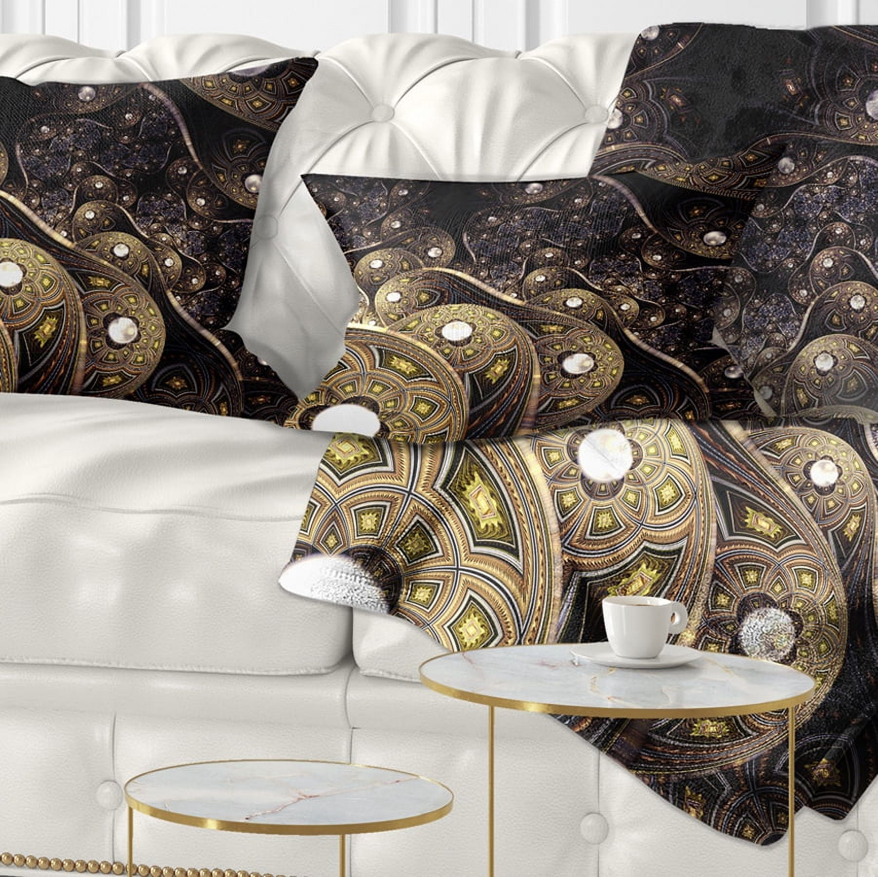 Designart Beautiful Gold Metallic Fabric - Abstract Throw Pillow - 12x20
