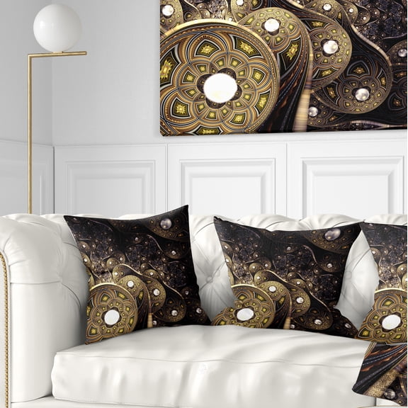 Designart Beautiful Gold Metallic Fabric - Abstract Throw Pillow - 16x16