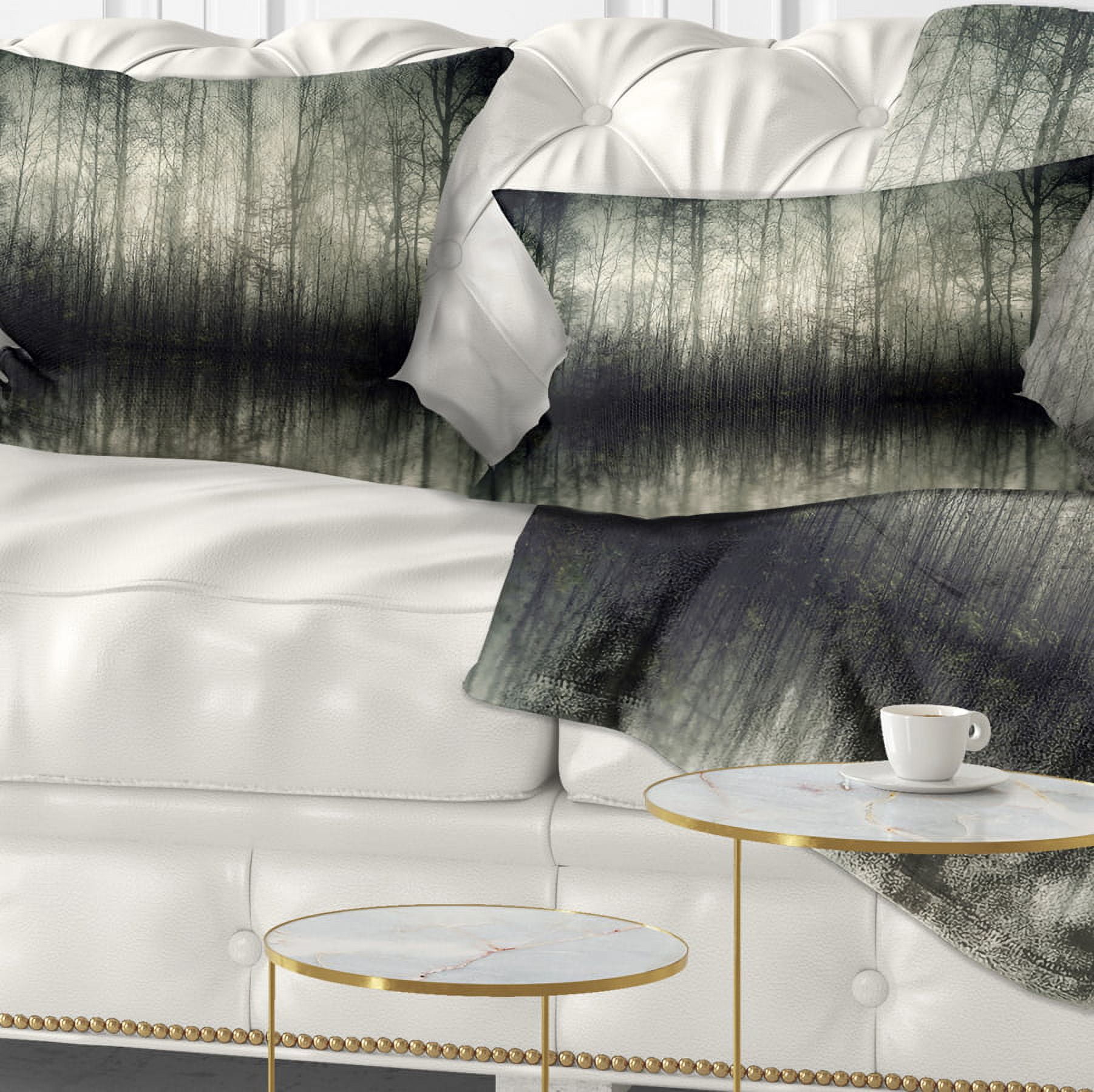 Designart Beautiful Gray Forest in Germany - Landscape Photography Throw Pillow - 12x20