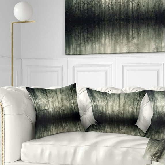 Designart Beautiful Gray Forest in Germany - Landscape Photography Throw Pillow - 18x18
