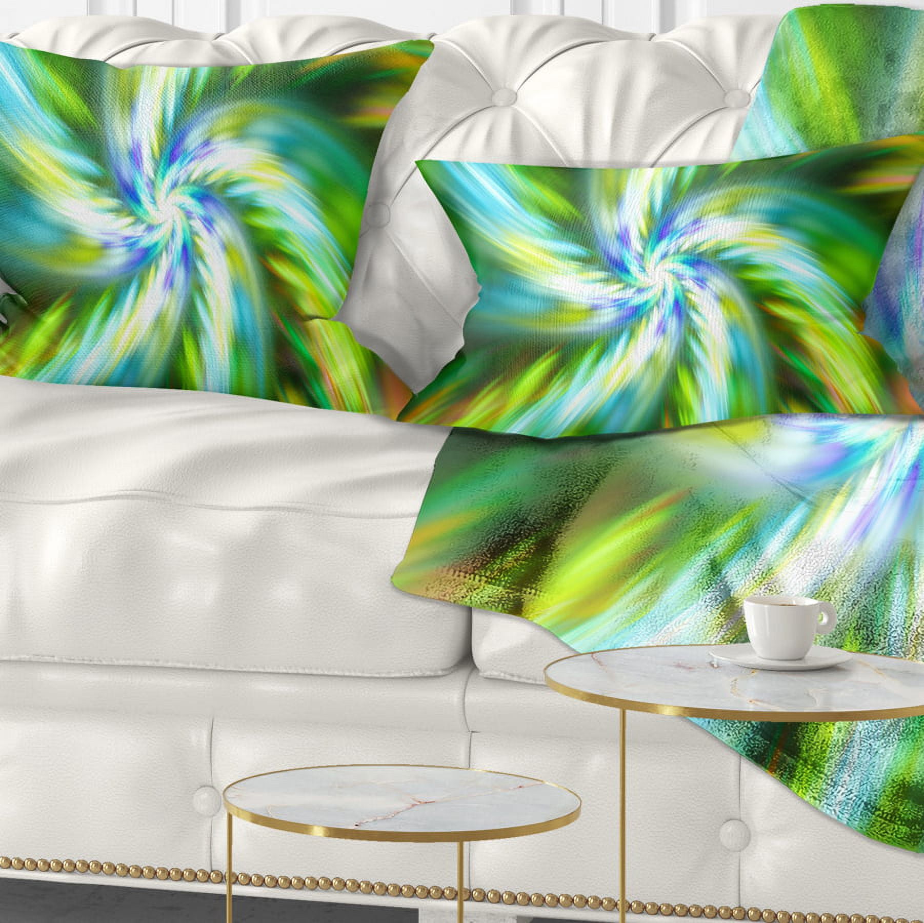 Designart Beautiful Green Flower Petals - Floral Throw Pillow - 12x20