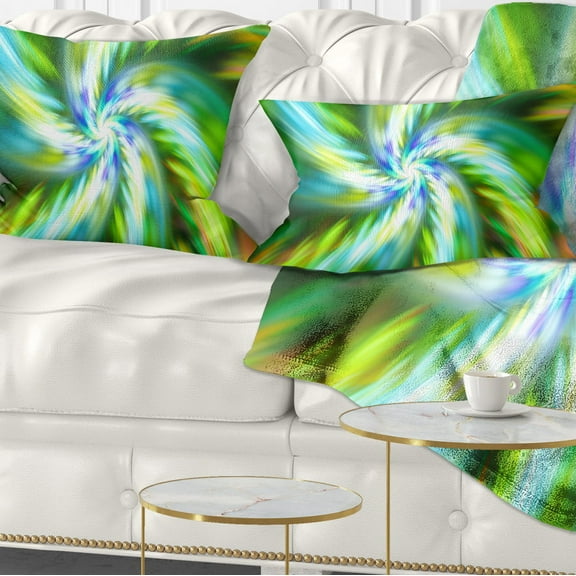 Designart Beautiful Green Flower Petals - Floral Throw Pillow - 12x20