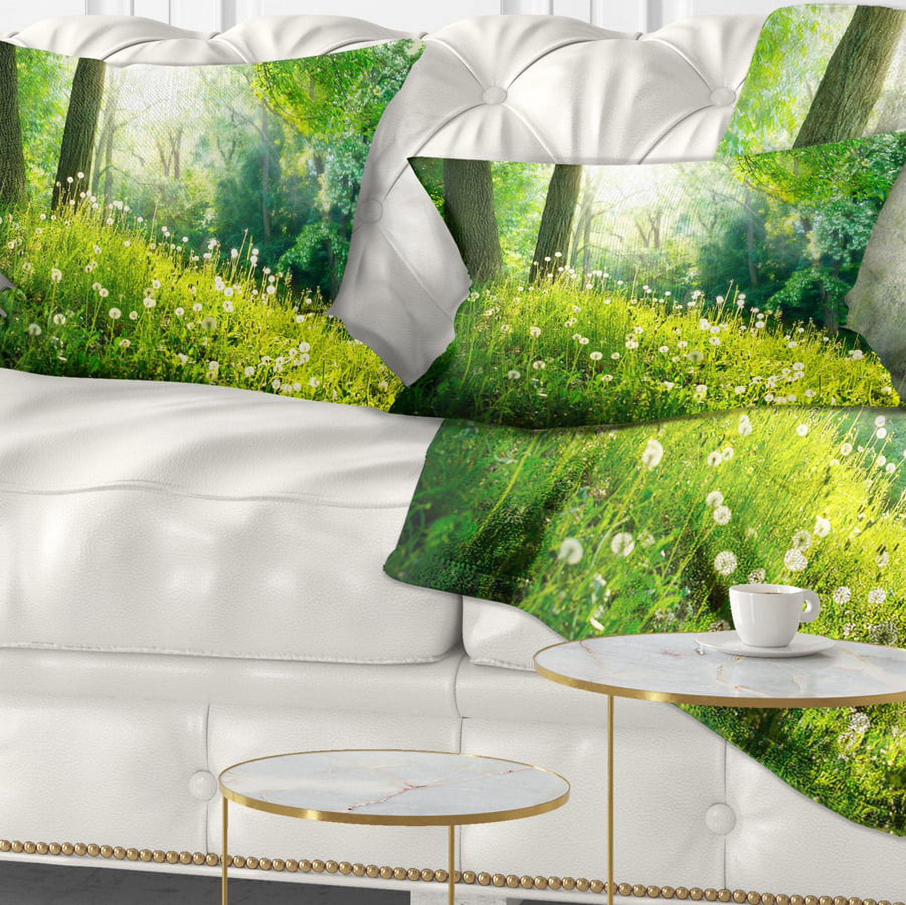 Designart Beautiful Green Grass and Trees - Landscape Printed Throw Pillow - 12x20