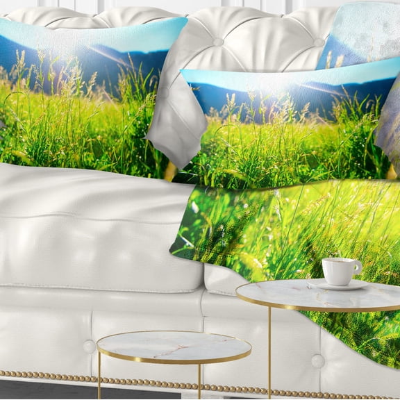 Designart Beautiful Green Nature Wonder - Landscape Printed Throw Pillow - 12x20