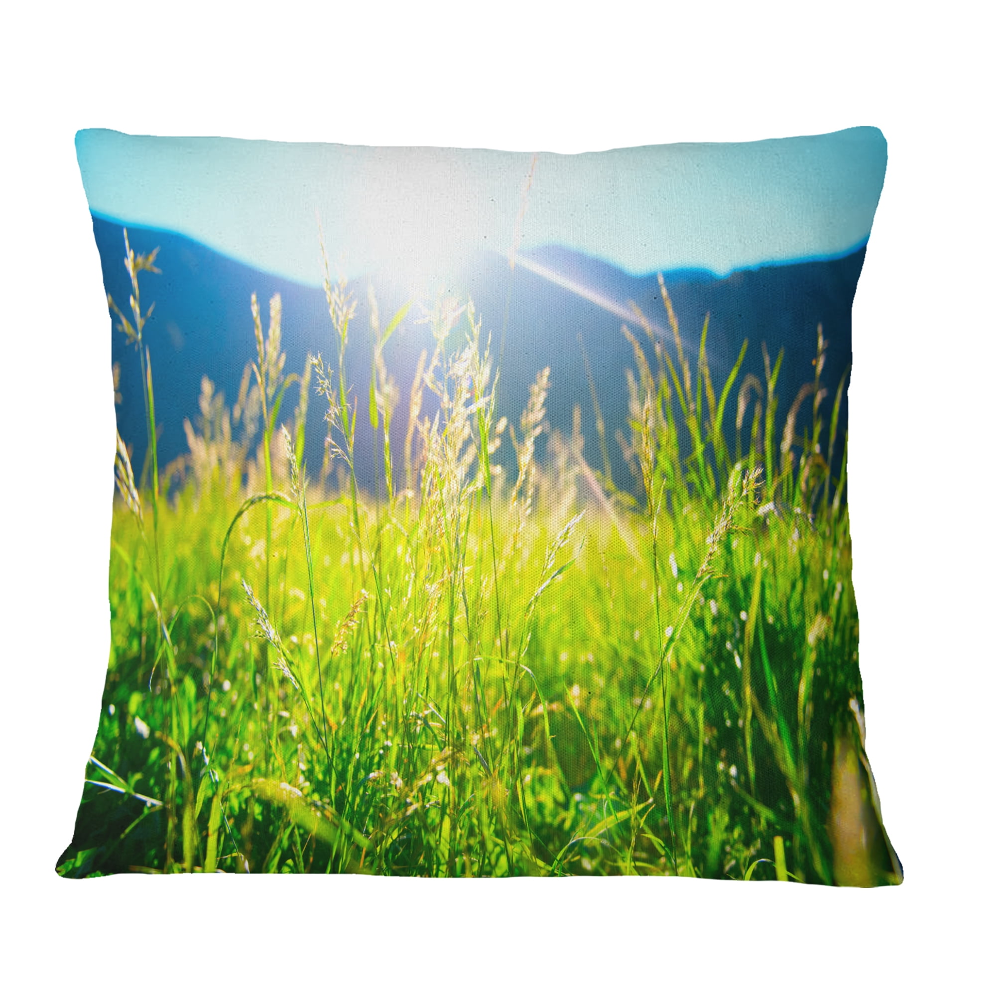 Designart Beautiful Green Nature Wonder - Landscape Printed Throw Pillow - 18x18