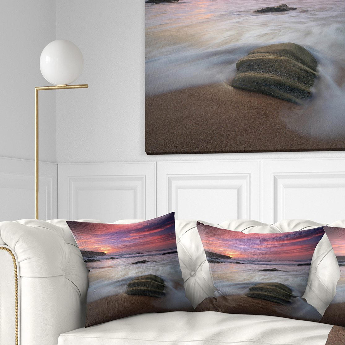 Designart Beautiful Guincho Beach in Portugal - Seashore Throw Pillow - 16x16